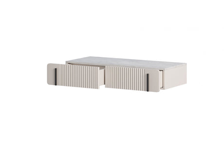 Toaletka Malmi 100 cm wisząca z szufladami - kaszmir / crema bianca / czarne elementy
