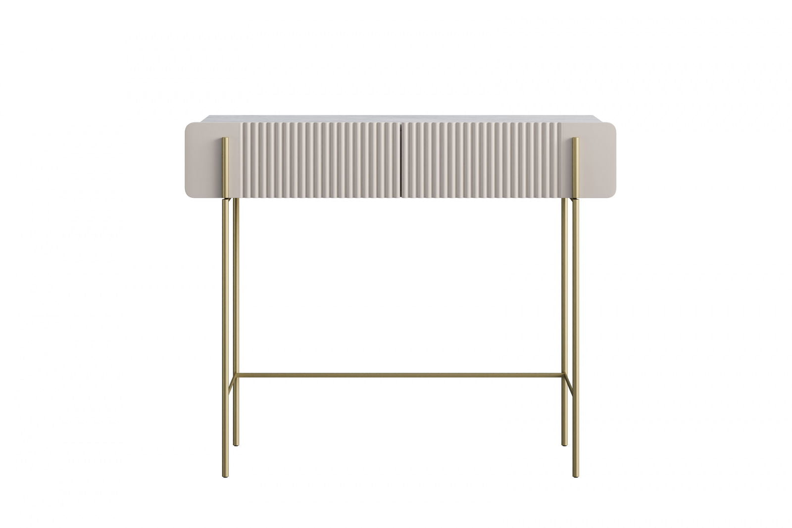 Toaletka Malmi 100 cm z szufladami - kaszmir / crema bianca / złote nóżki