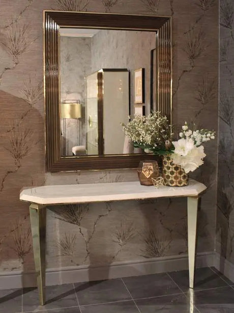 Włoska konsola Diamante 140 cm – elegancki mebel glamour od Adora ArredoClassic, idealny do salonu lub przedpokoju