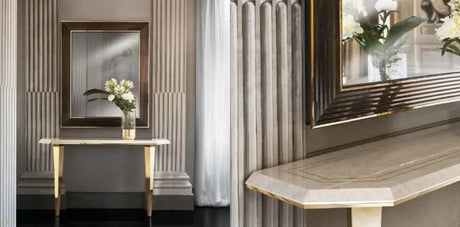 Włoska konsola Diamante 140 cm – elegancki mebel glamour od Adora ArredoClassic, idealny do salonu lub przedpokoju