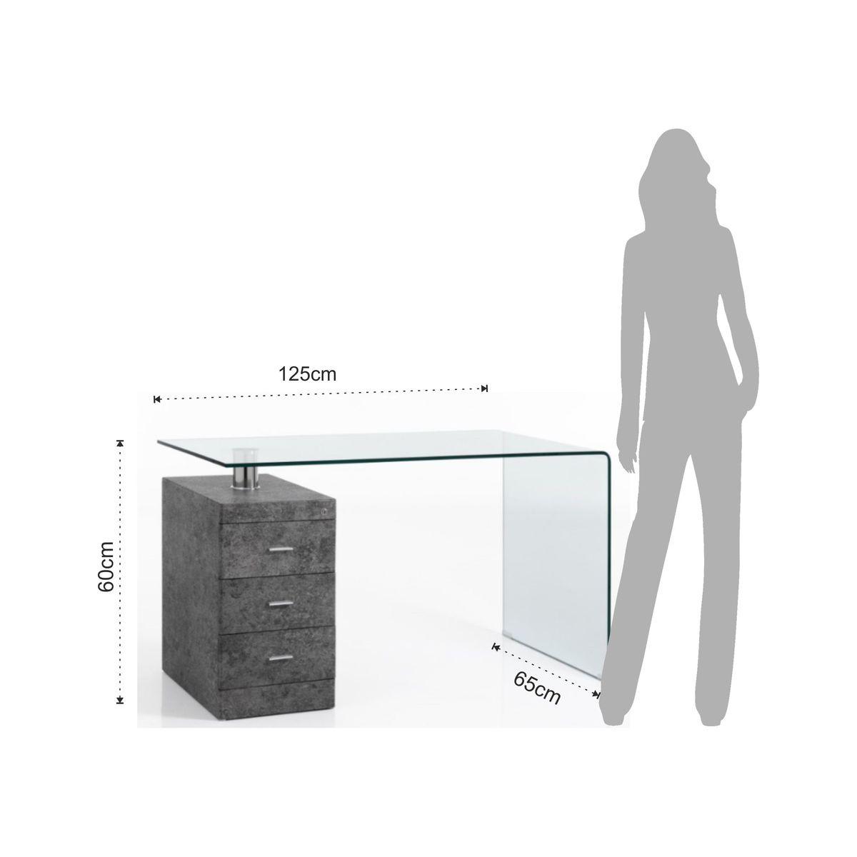 WŁOSKIE BIURKO BOW BETON SZKŁO GIĘTE/ 3483 / TM