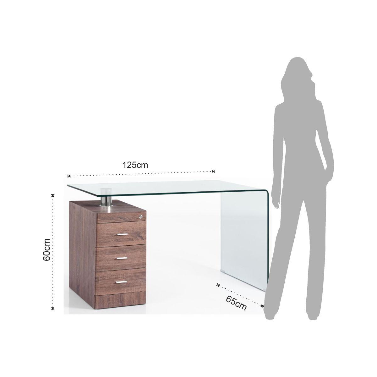 WŁOSKIE BIURKO BOW WOOD SZKŁO GIĘTE / 3482 / TM