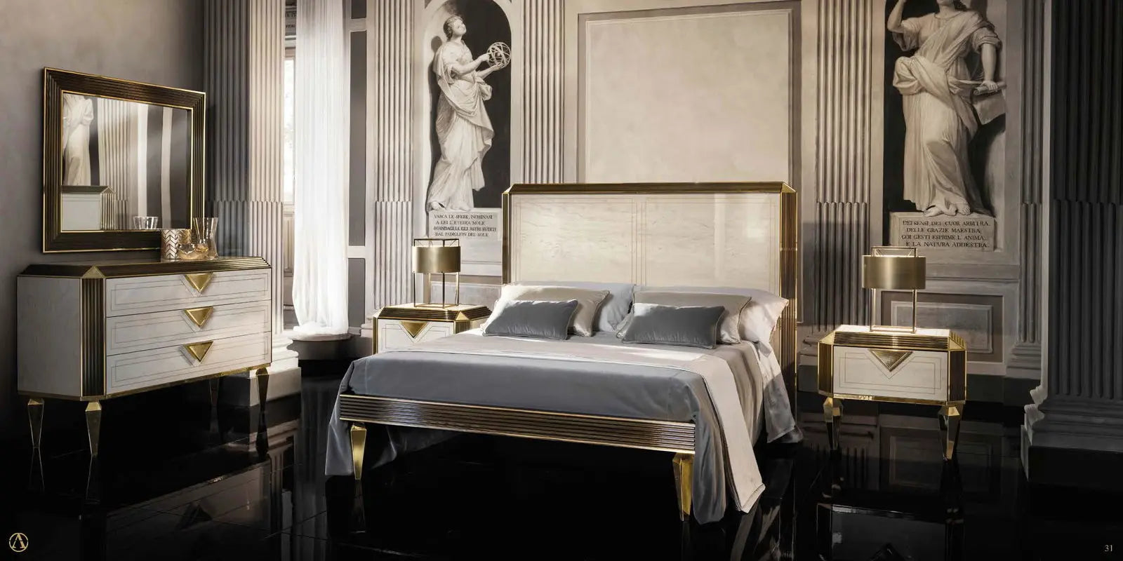 Ekskluzywne włoskie łóżko Diamante King Size 226 cm marki ArredoClassic Adora – luksusowy design, elegancja i komfort do nowoczesnej sypialni