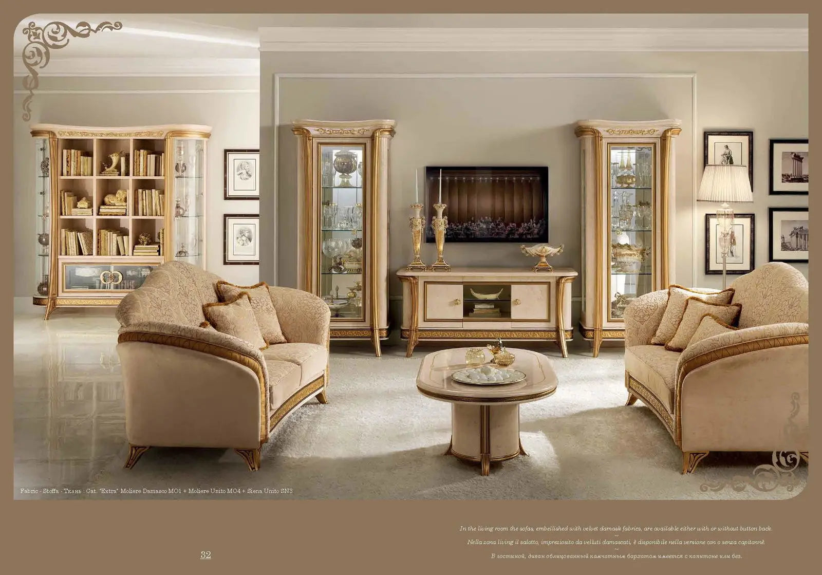 WŁOSKIE LUSTRO DO KOMODY 3 DRZWIOWEJ MELODIA 146 CM ARREDOCLASSIC