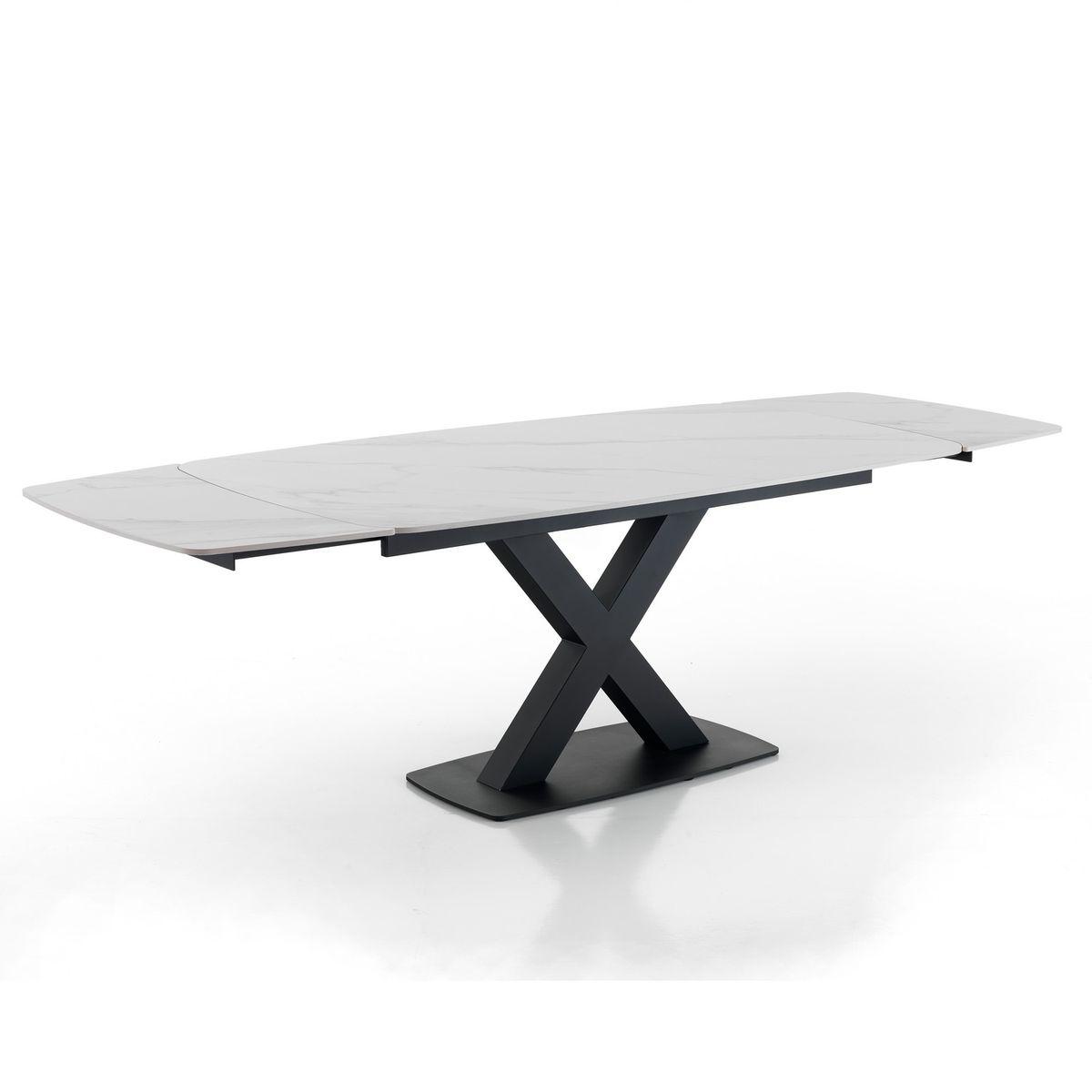WŁOSKI STÓŁ ROZKŁADANY ALEXA CERAMICZNY BLAT OPTYKA BIAŁY MARMUR 160(195-230) CM / 5084 /TM