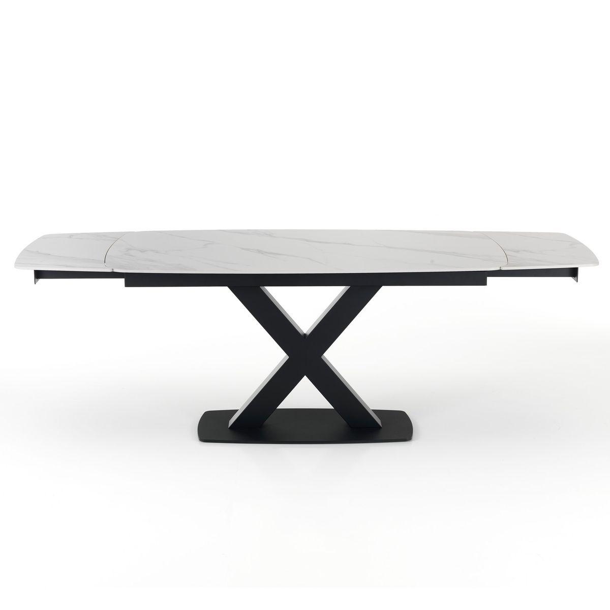 WŁOSKI STÓŁ ROZKŁADANY ALEXA CERAMICZNY BLAT OPTYKA BIAŁY MARMUR 160(195-230) CM / 5084 /TM