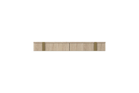 Wisząca konsola / toaletka Verica z szufladami 120 cm - dąb biszkoptowy / złote uchwyty