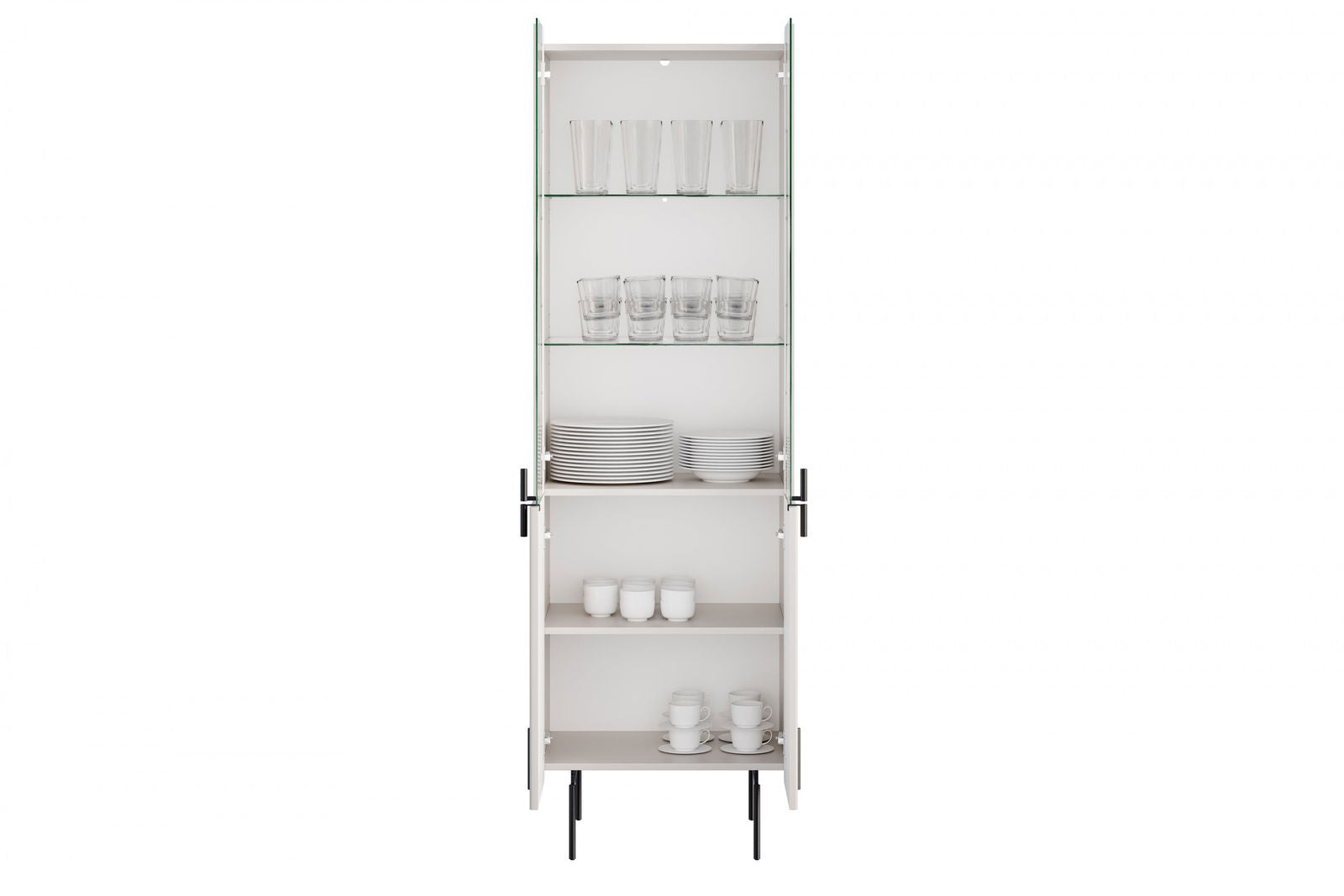 Witryna Malmi 60 cm - kaszmir / crema bianca / czarne nóżki