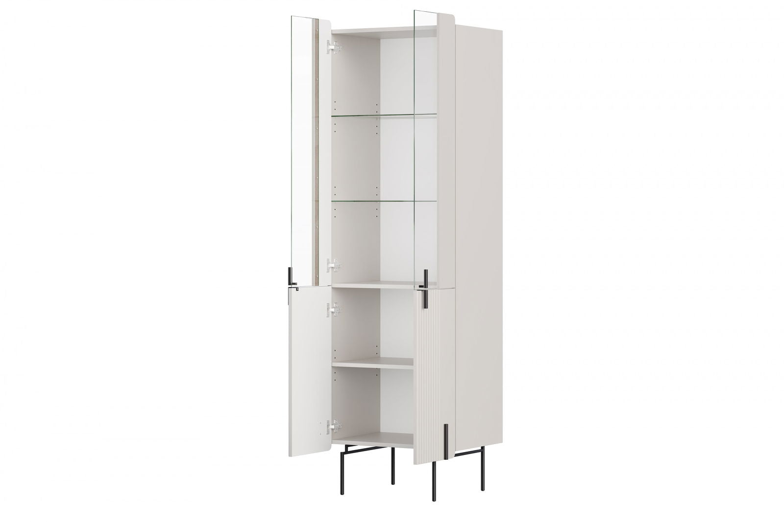 Witryna Malmi 60 cm - kaszmir / crema bianca / czarne nóżki
