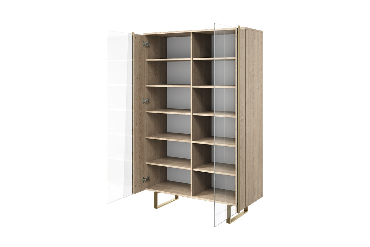Witryna Verica z metalowymi nogami 120 cm - dąb biszkoptowy / złote nóżki