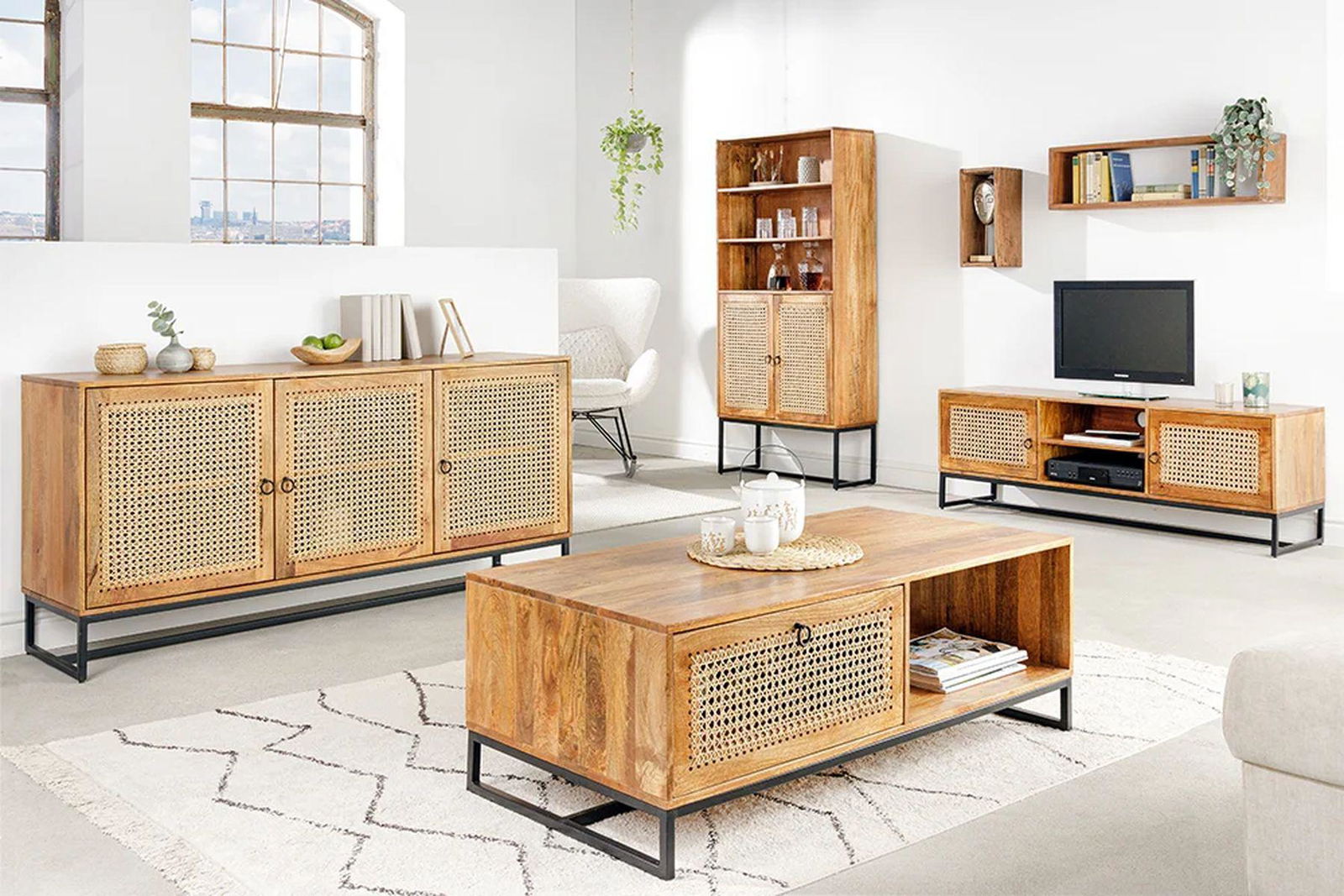 Witryna Vienna 170cm Mango Wiedeńska wiklina / 41803 / INVICTA INTERIOR