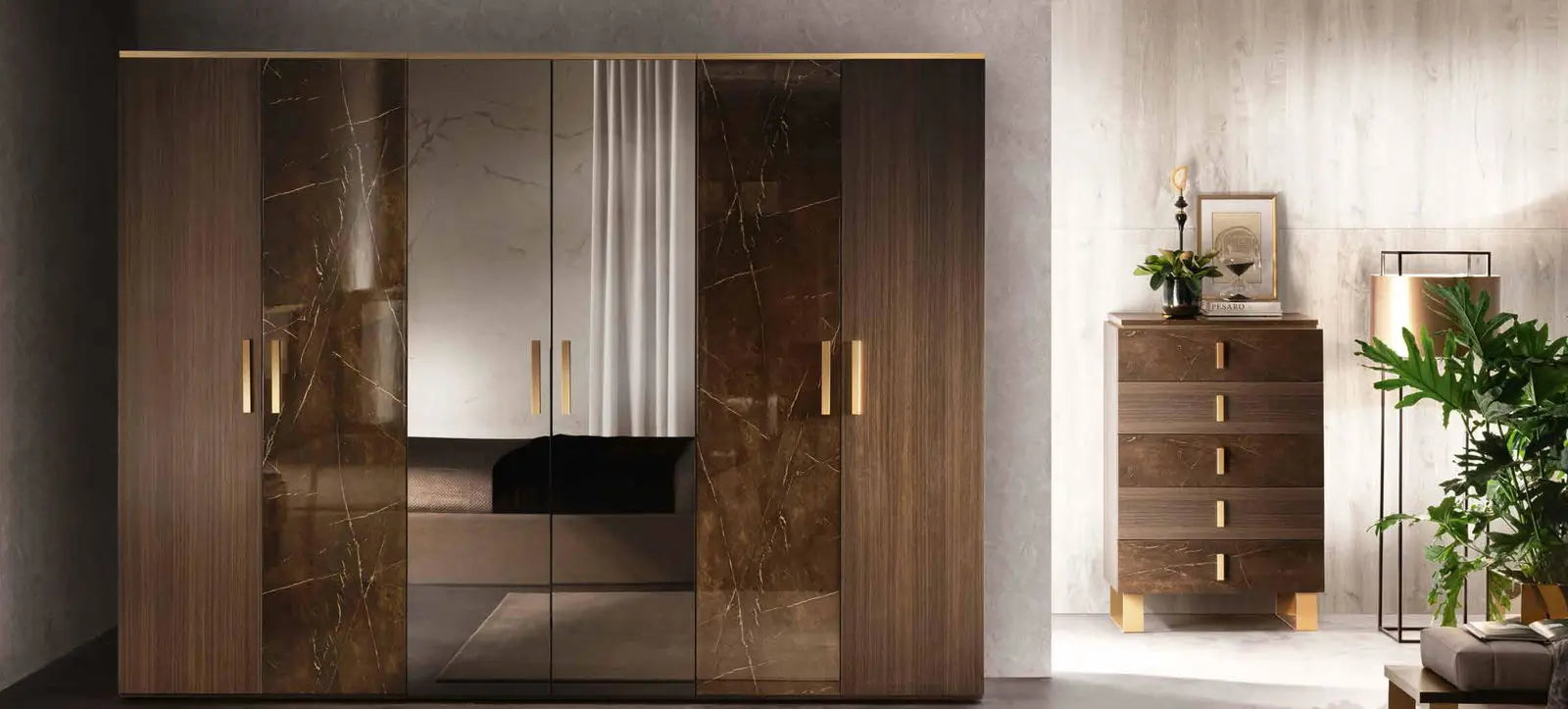 Włoska nowoczesna szafa Essenza 6 drzwiowa 286 CM / ARREDOCLASSIC ADORA