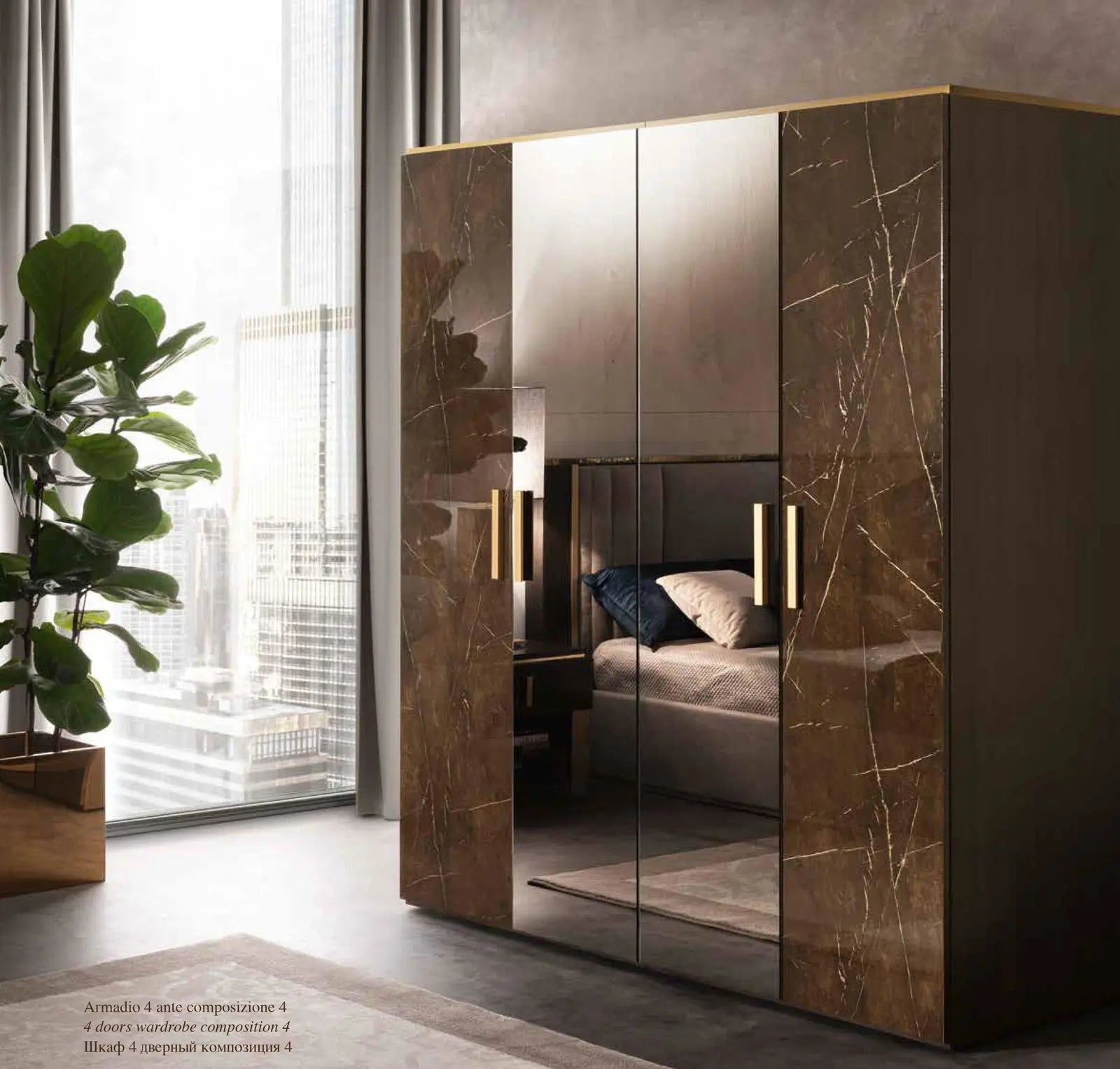 Włoska nowoczesna szafa Essenza 6 drzwiowa 286 CM / ARREDOCLASSIC ADORA