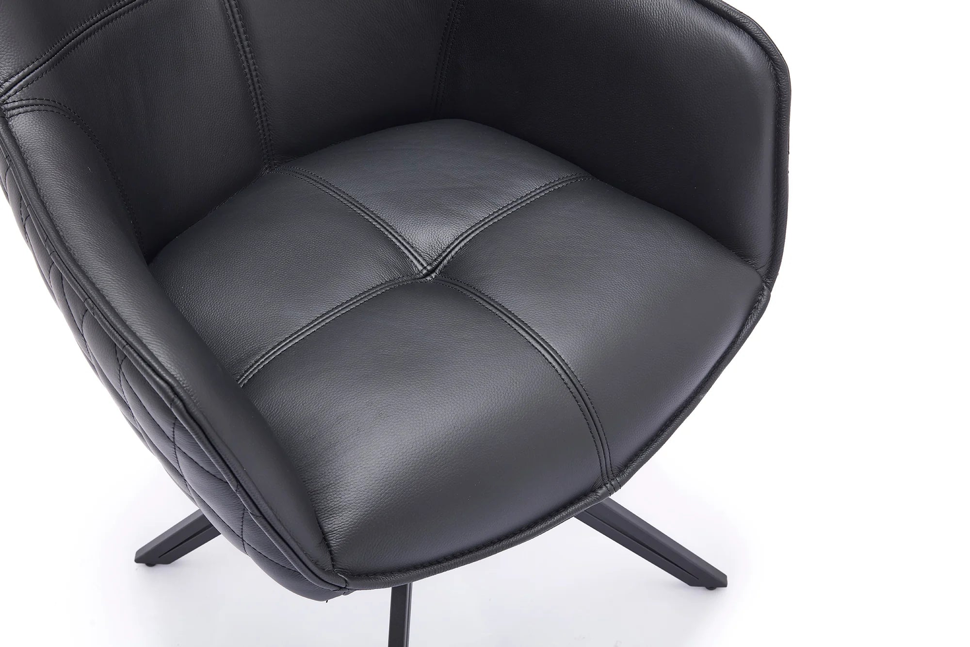 KRZESŁO EUPHORIA CZARNA SKÓRA OBROTOWE 180 / 45859 / INVICTA INTERIOR - Meblowy Sklep Internetowy Inventio