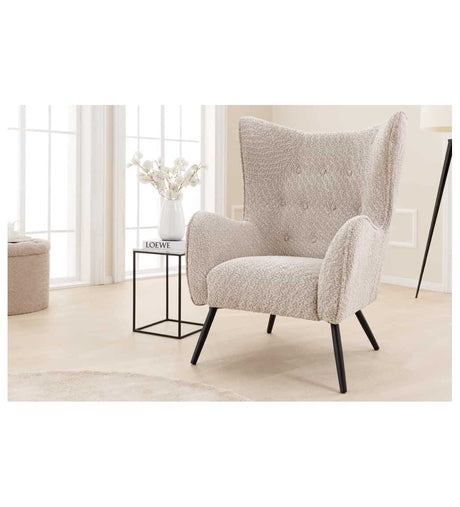 FOTEL USZAK AMSTERDAM BEŻOWY bouclé / 44483 / INVICTA INTERIOR -  Meblowy Sklep Internetowy Inventio