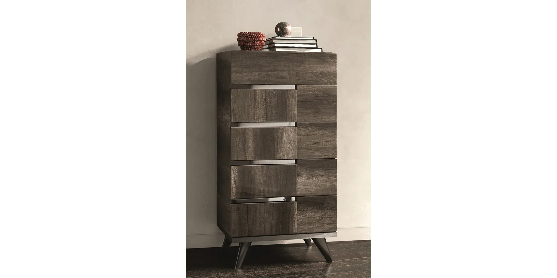 WŁOSKA KOMODA WYSOKA MEDEA VINTAGE OAK 5 SZUFLADOWA / STATUS ITALY Status Italy