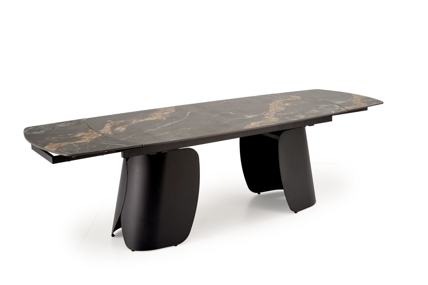 Stół rozkładany blat ze spieku optyka czarny marmur na stalowych nogach