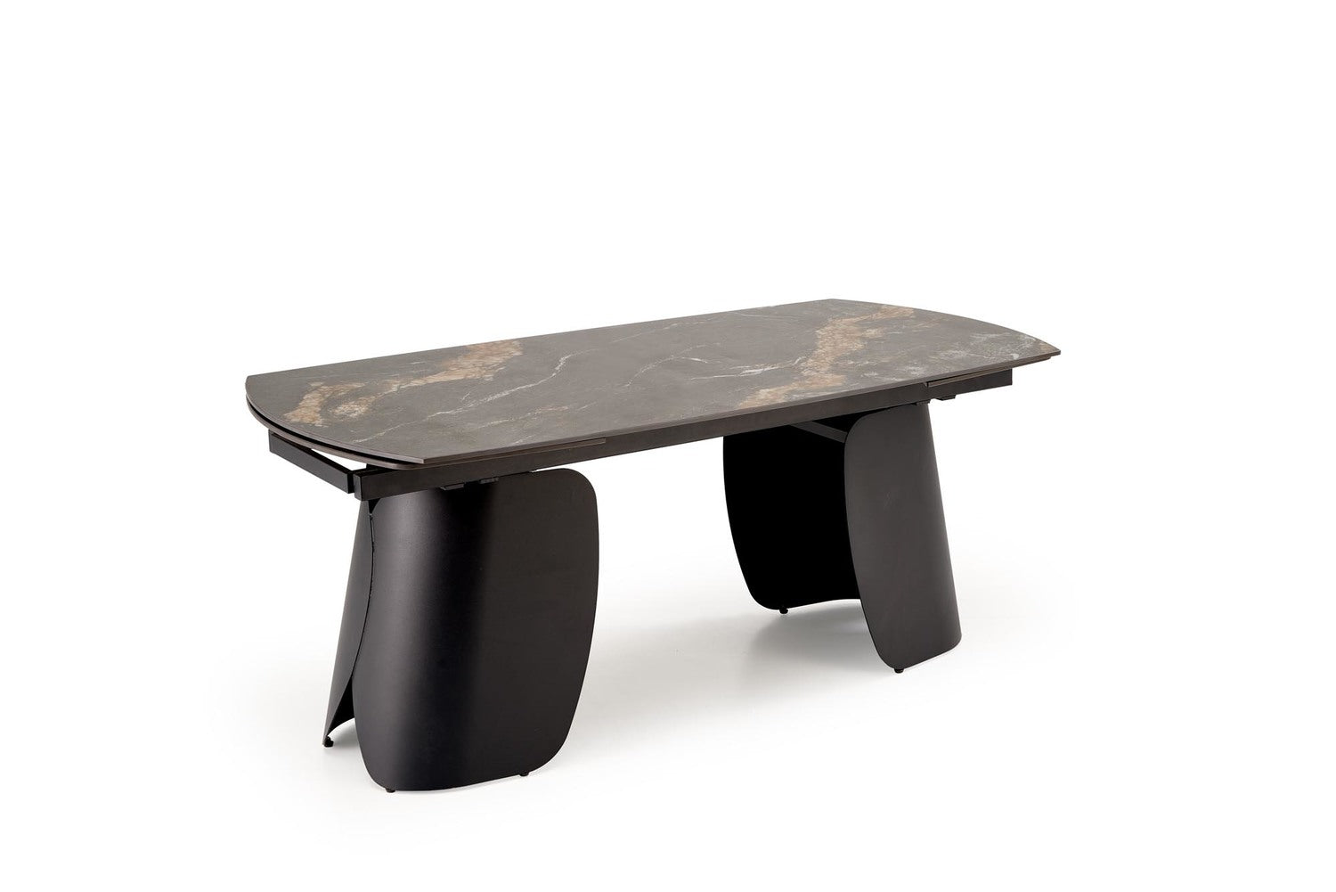 Stół rozkładany blat ze spieku optyka czarny marmur na stalowych nogach