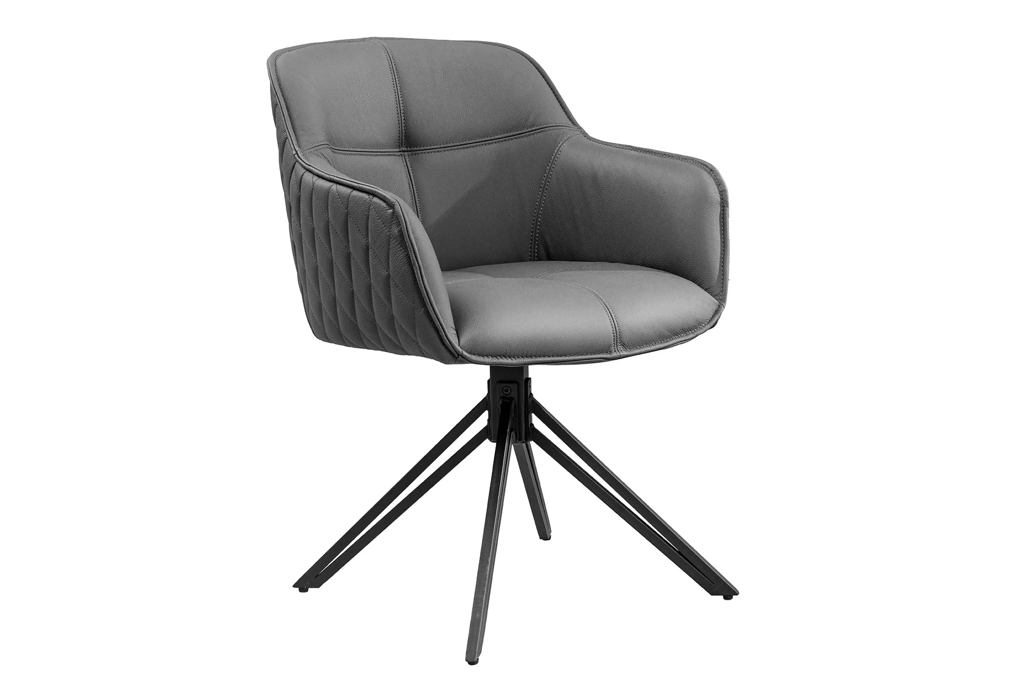 KRZESŁO EUPHORIA SZARA SKÓRA OBROTOWE 180 / 45860 / INVICTA INTERIOR - Meblowy Sklep Internetowy Inventio