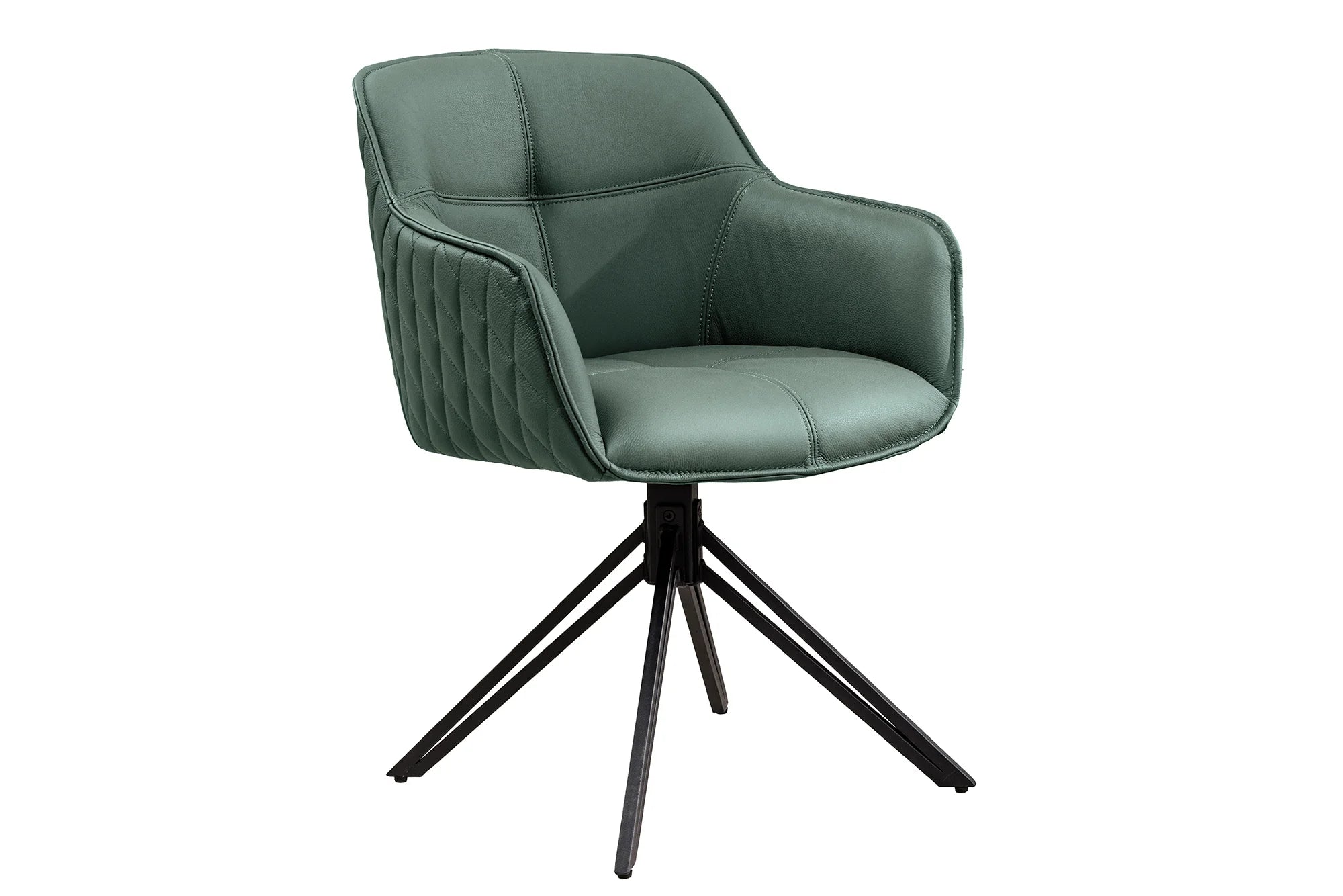 KRZESŁO EUPHORIA ZIELONA SKÓRA OBROTOWE 180 / 45863 / INVICTA INTERIOR - Meblowy Sklep Internetowy Inventio