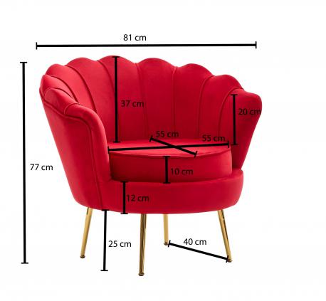 Fotel velvet czerwony 81 cm...