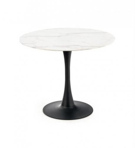AMBROSIO stół okrągły, blat - marmur, noga - czarny (2p1szt)