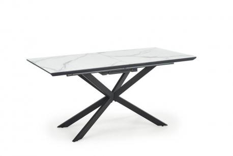 DIESEL stół rozkładany blat - biały marmur / c. popiel, nogi - czarny (2p1szt)