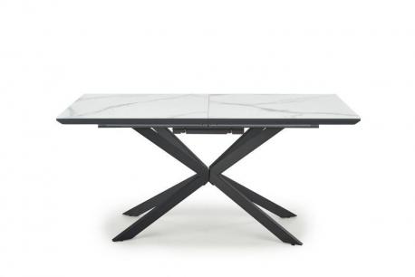 DIESEL stół rozkładany blat - biały marmur / c. popiel, nogi - czarny (2p1szt)