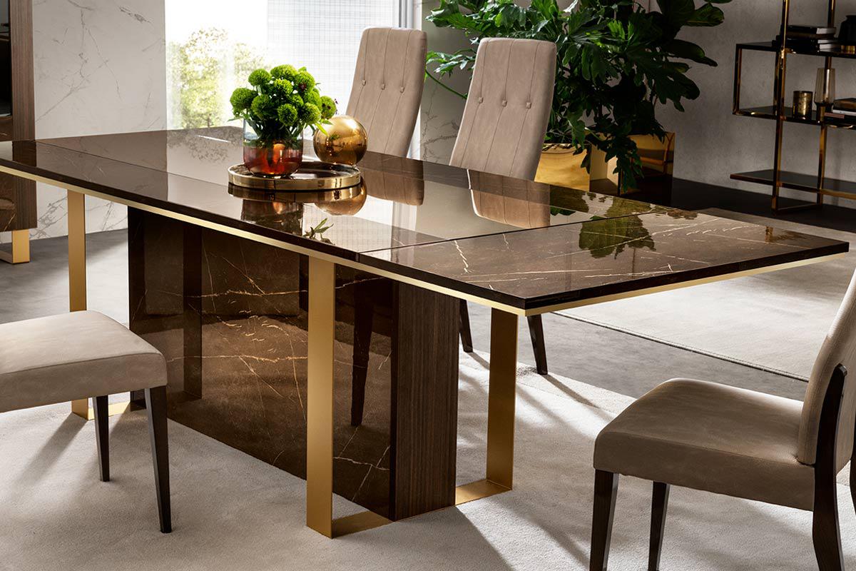 Włoski stół Essenza optyka marmuru i drewna 90/160 CM / ARREDOCLASSIC ADORA  | Meblowy Sklep Internetowy Inventio