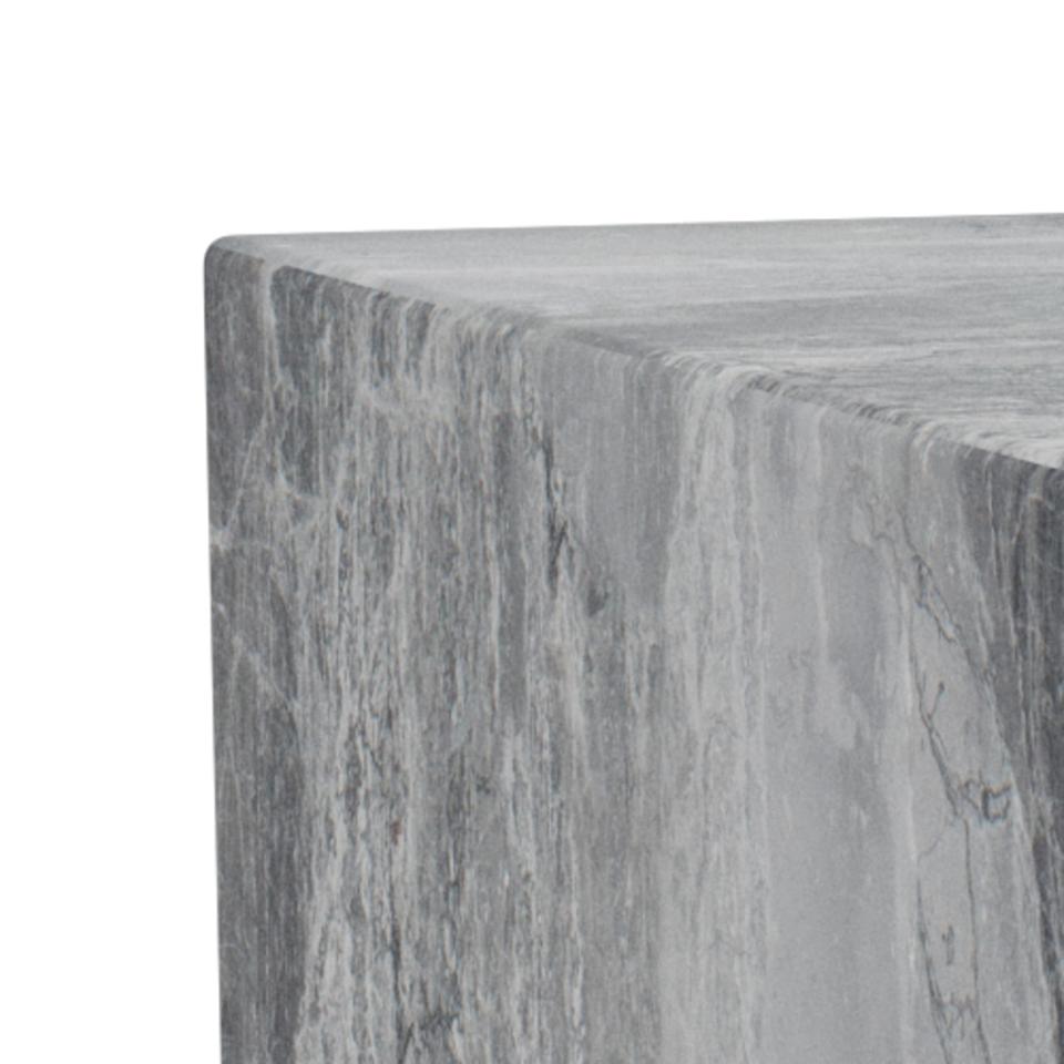 Krawędź kwadratowego stolika kawowego Dice z wykończeniem grey marble River