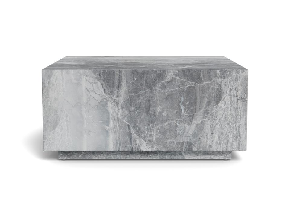Masywny stolik kawowy Dice grey marble River do nowoczesnego salonu