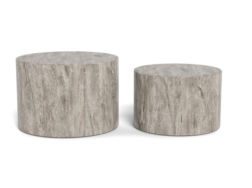 Zestaw dwóch okrągłych stolików kawowych Dice w dekorze grey marble River