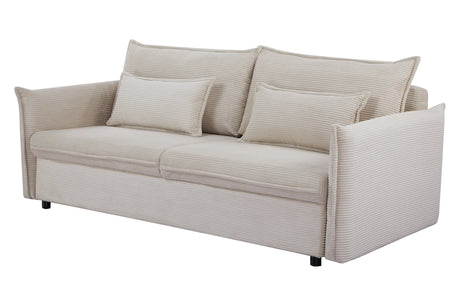 Rozkładana sofa sztruksowa w kolorze beżowym – nowoczesna i wygodna do salonu