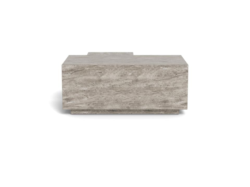 Prostokątny stolik kawowy Dice grey marble River z podstawą typu cokół