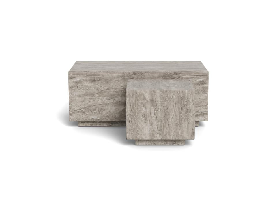 Stoliki kawowe Dice grey marble River ustawione razem jako komplet do salonu