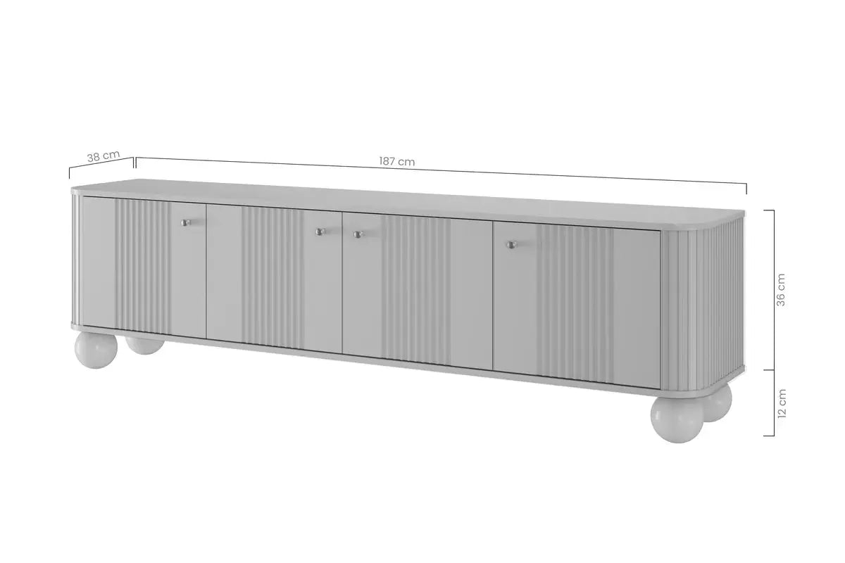 SZAFKA RTV VESPER 187 CM KASZMIR / CZARNE UCHWYTY / NOGI KULE BOGART