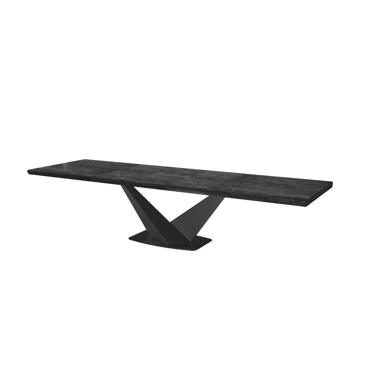 Włoski stół rozkładany 160 cm Krystal w wysokim połysku z geometryczną metalową podstawą do salonu