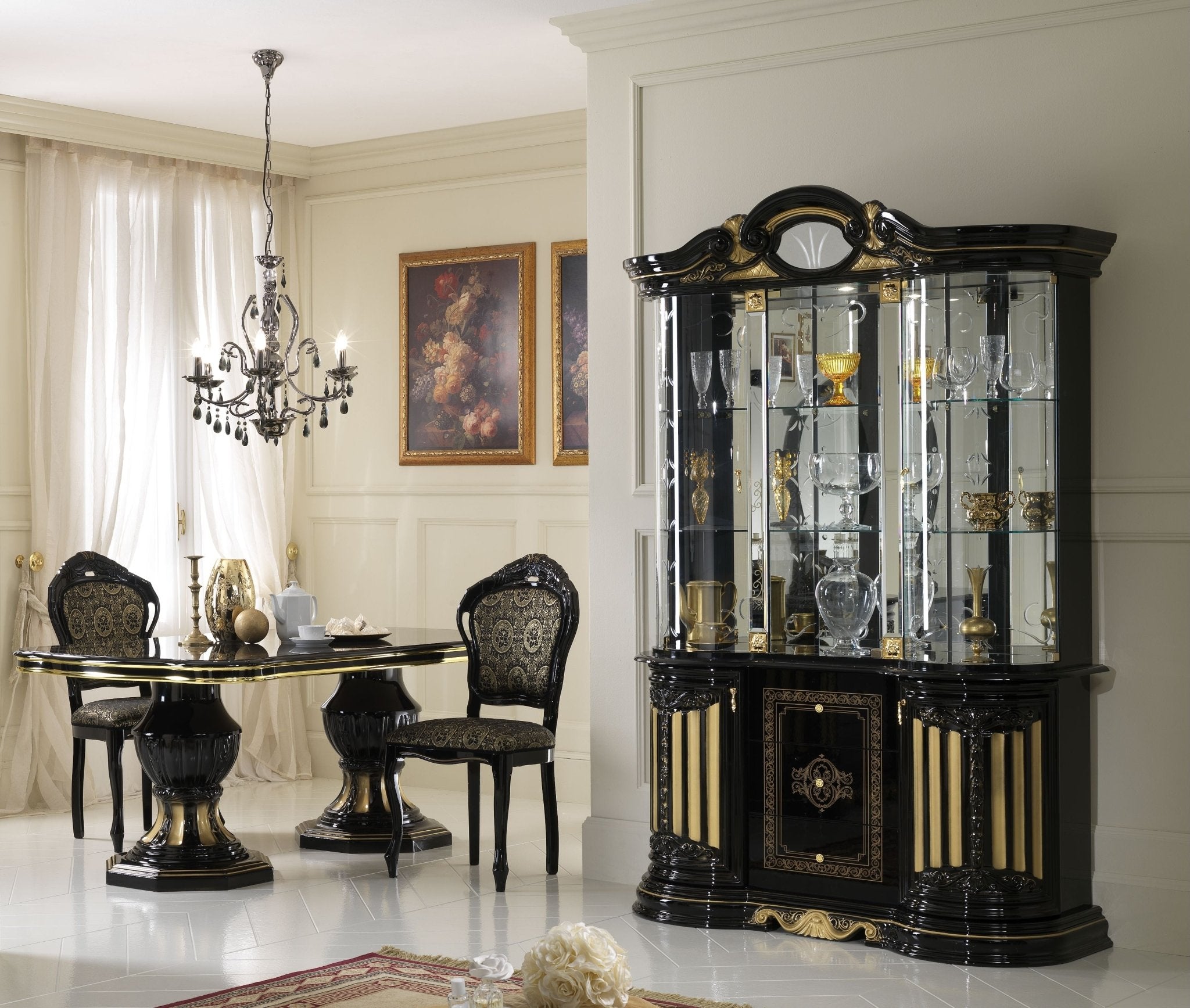 WŁOSKIE KLASYCZNE KRZESŁO CZARNE BRIGIDE DO SALONU / BC