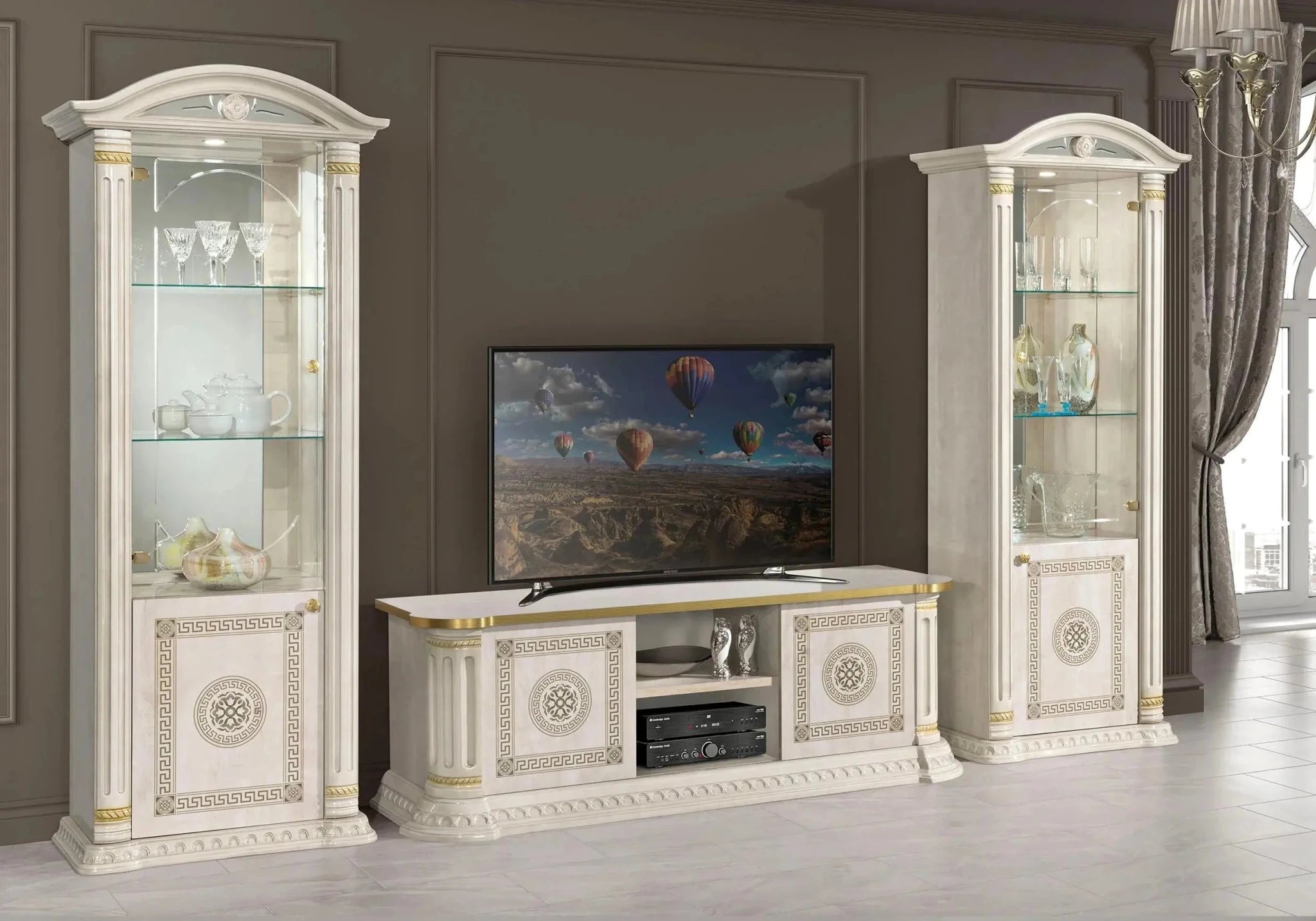 WŁOSKA NOWOCZESNA WITRYNA 1 DRZWIOWA AURORA BEŻOWA 79 CM / ACCA DESIGN