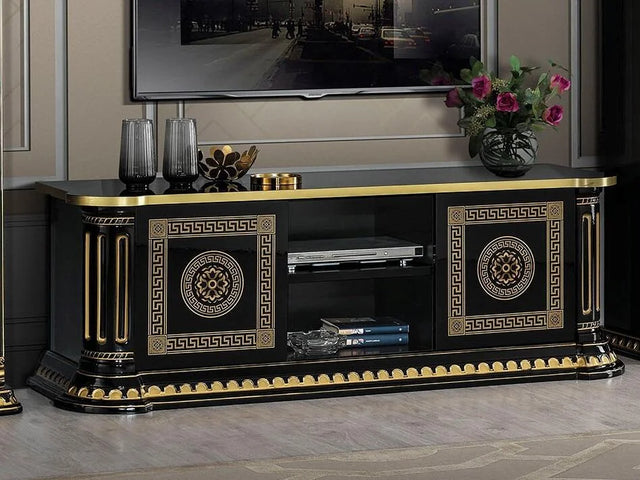 WŁOSKA NOWOCZESNA SZAFKA RTV AURORA  CZARNA 172 CM / ACCA DESIGN -  Meblowy Sklep Internetowy Inventio