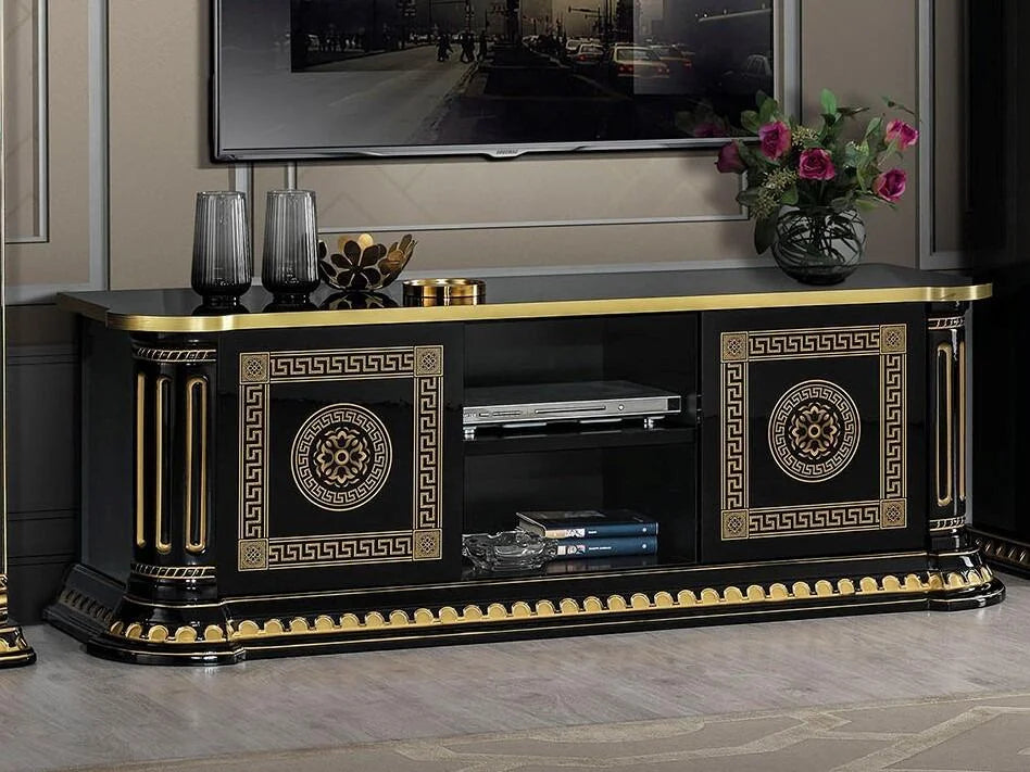 WŁOSKA NOWOCZESNA SZAFKA RTV AURORA  CZARNA 172 CM / ACCA DESIGN -  Meblowy Sklep Internetowy Inventio