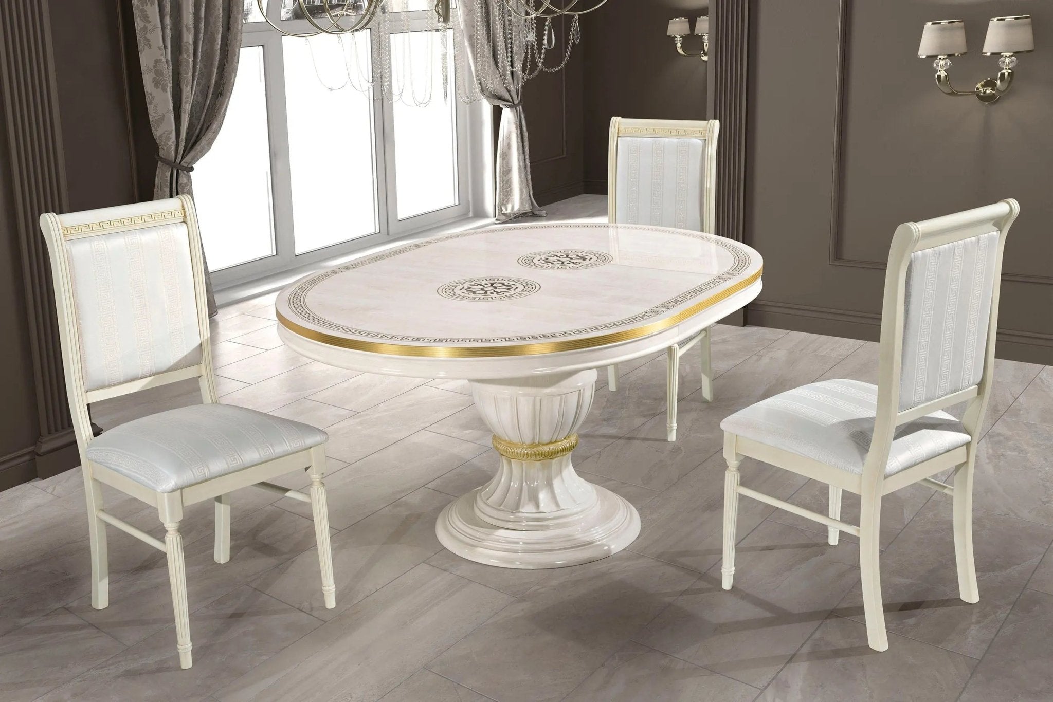 WŁOSKI NOWOCZESNY STÓŁ OKRĄGŁY ROZKŁADANY AURORA BEŻOWY 115 (160) CM / ACCA DESIGN