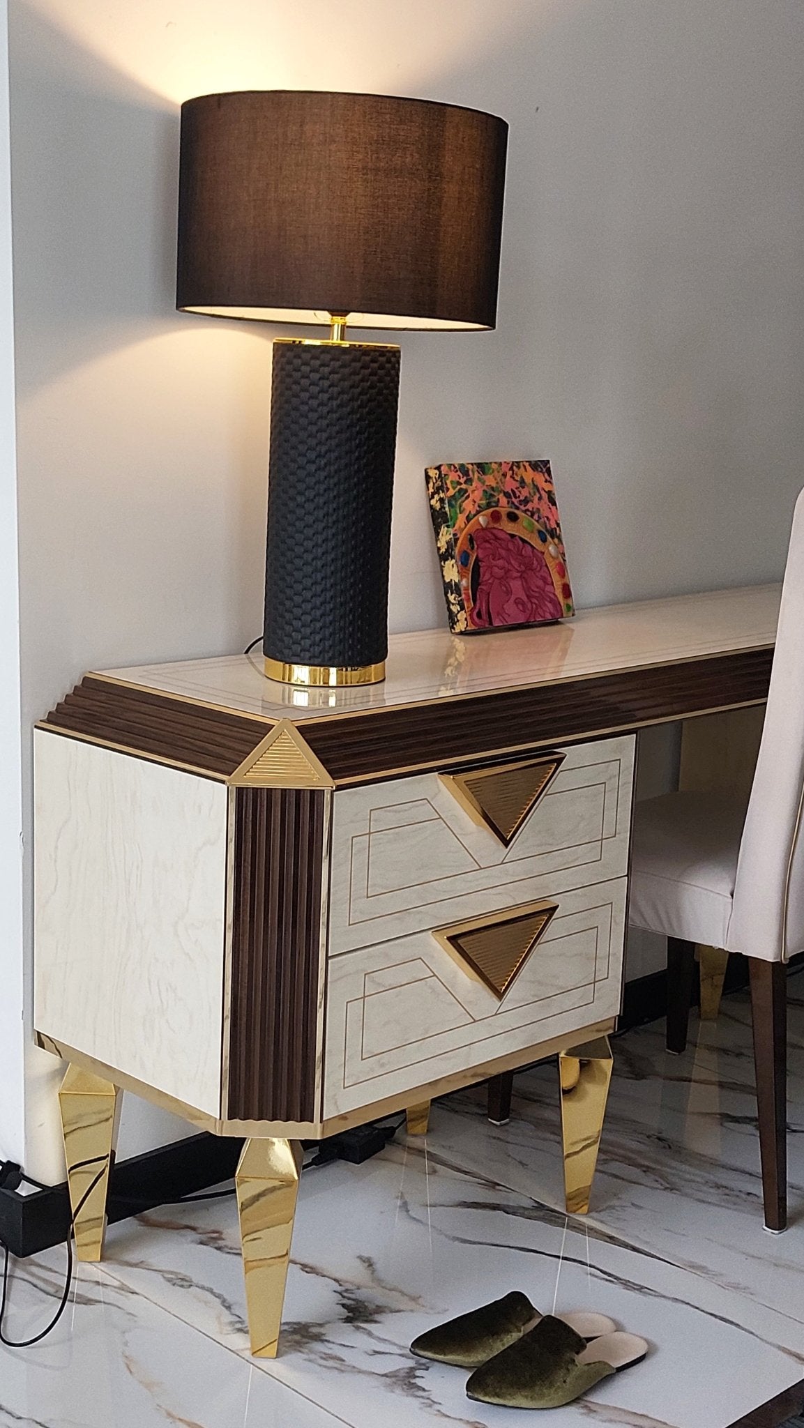 Lampa ceramiczna ELEGANCIA 70cm czarny abażur / 46010 - 1 - S / INVICTA INTERIOR