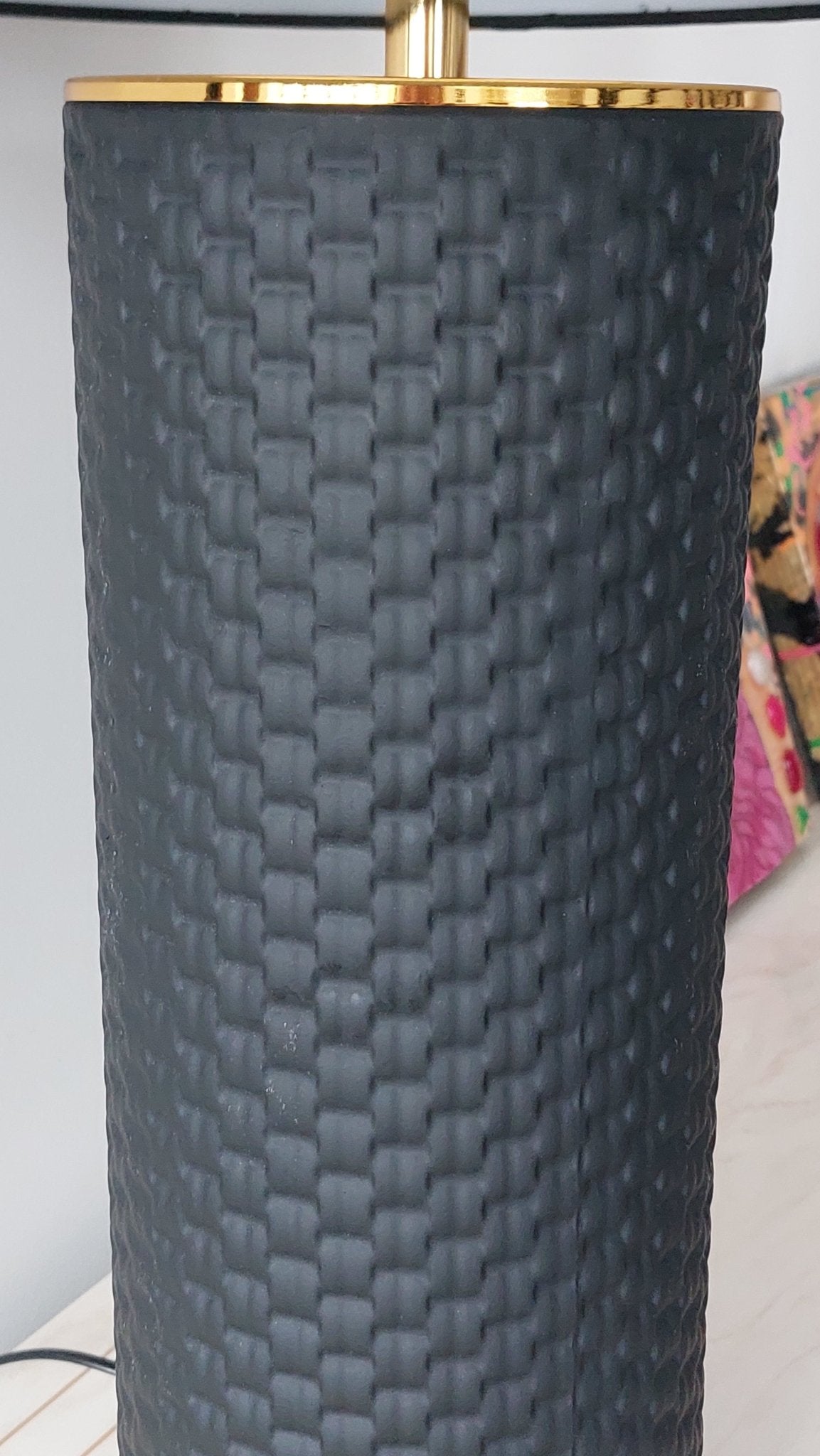 Lampa ceramiczna ELEGANCIA 70cm czarny abażur / 46010 - 1 - S / INVICTA INTERIOR