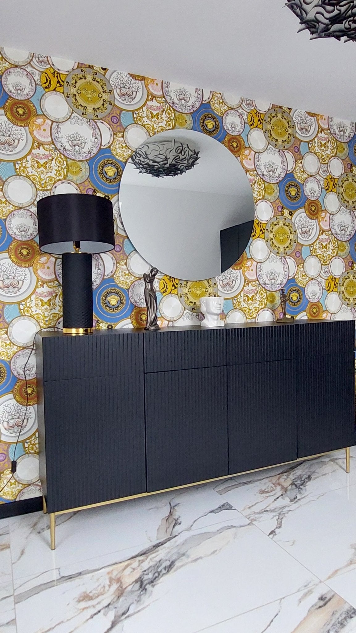 Lampa ceramiczna ELEGANCIA 70cm czarny abażur / 46010 - 1 - S / INVICTA INTERIOR