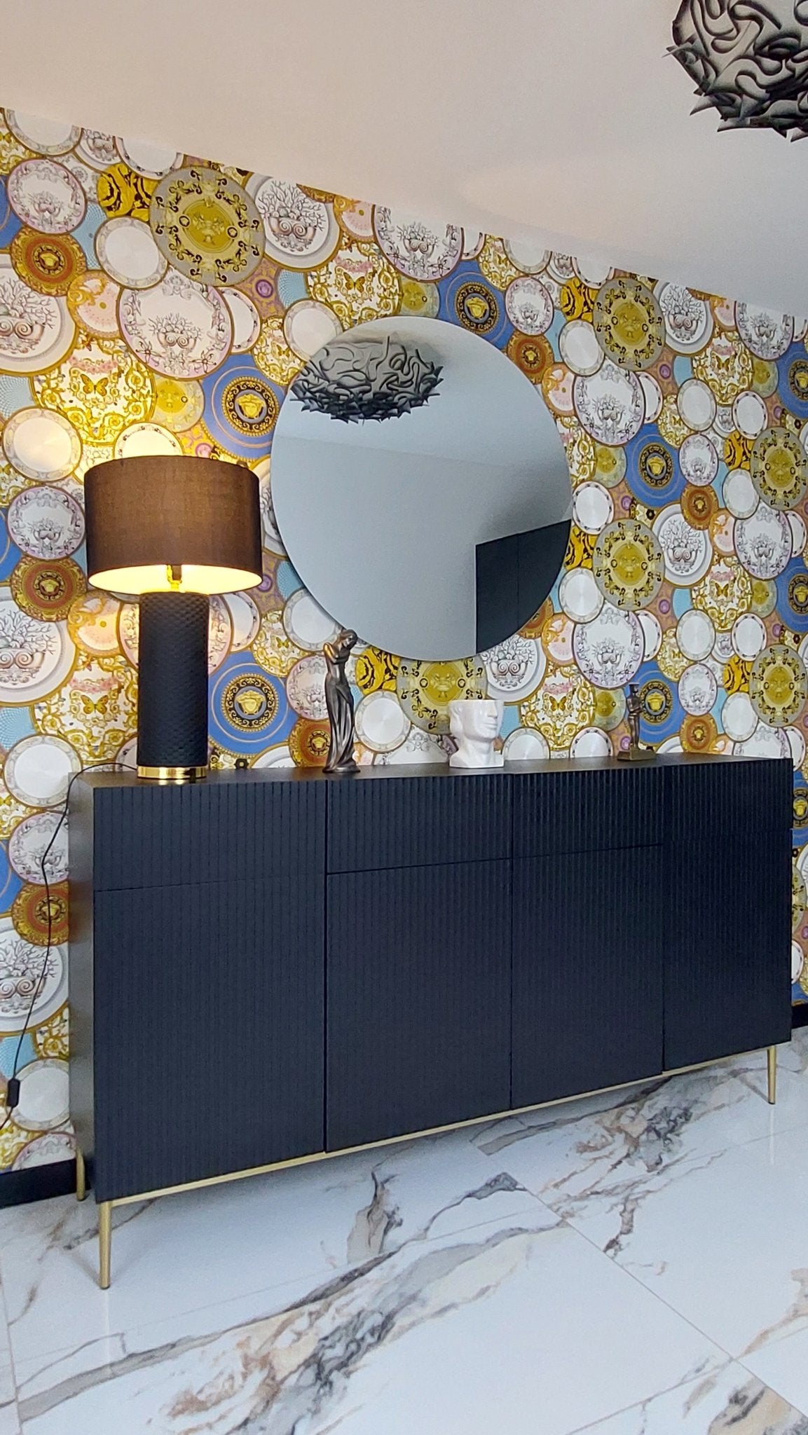 Lampa ceramiczna ELEGANCIA 70cm czarny abażur / 46010 - 1 - S / INVICTA INTERIOR