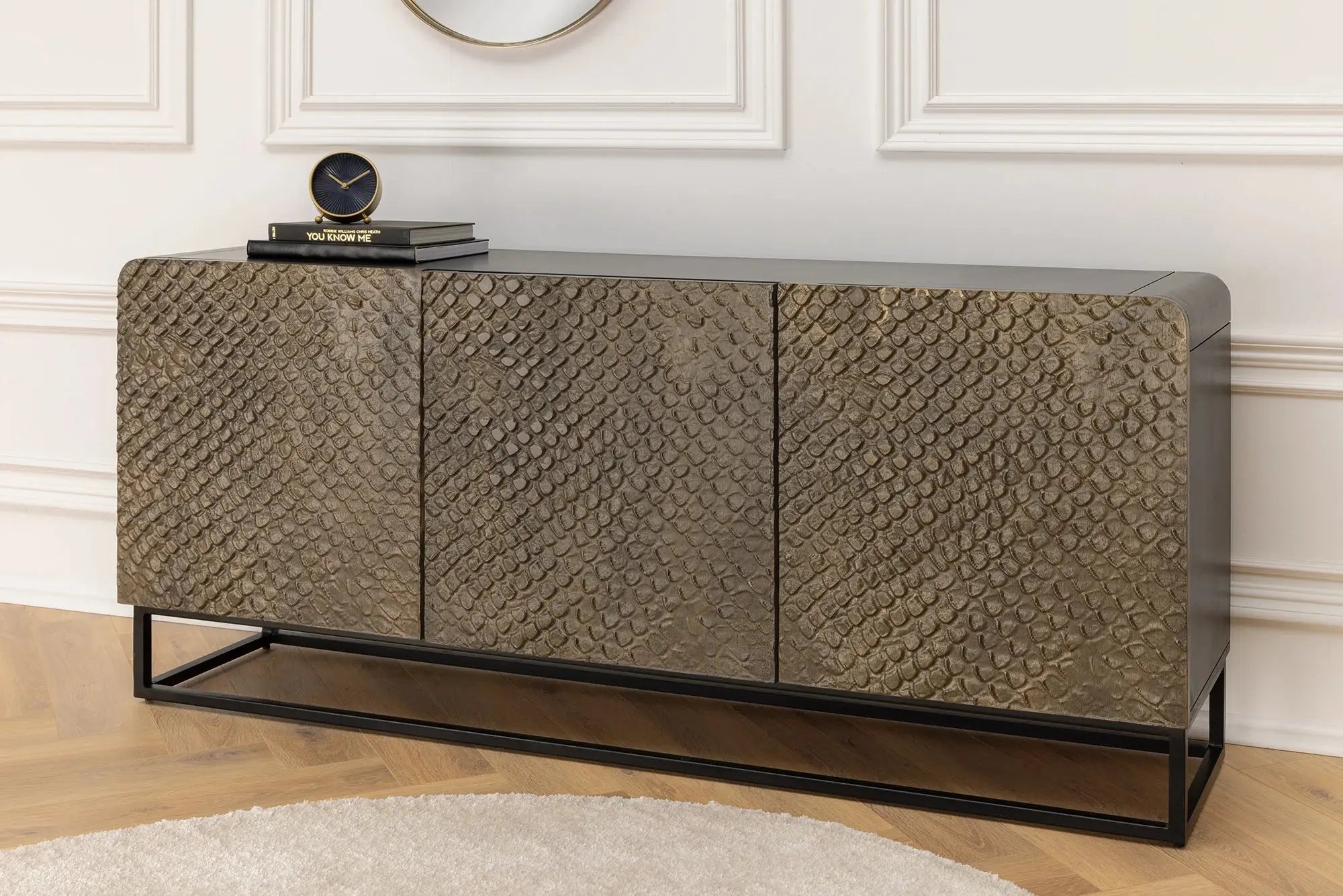 KOMODA SNAKE MANGO CZARNA / BRĄZOWA 160 CM / 44656 / INVICTA INTERIOR Invicta Interior