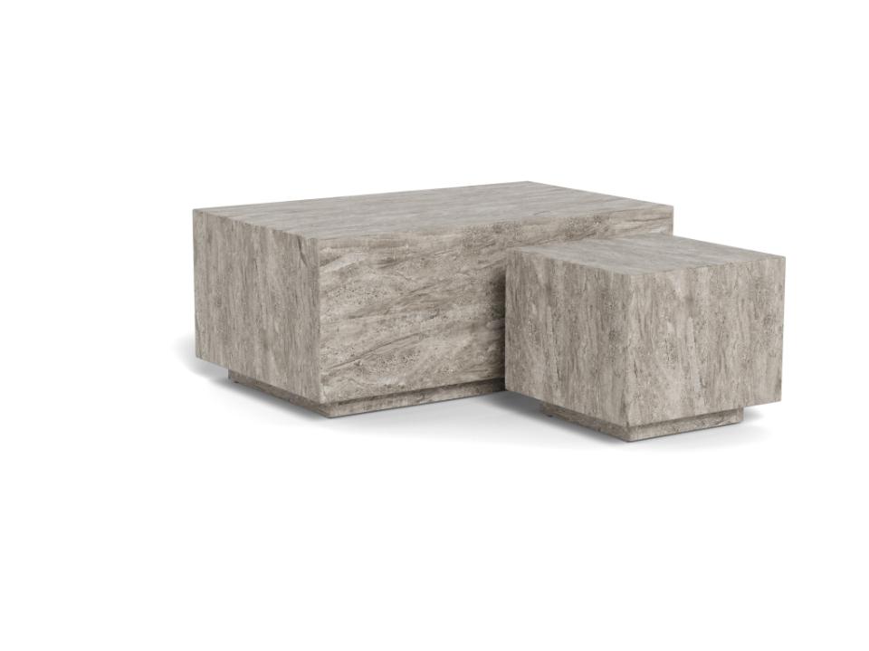 Komplet stolików kawowych Dice z efektem szarego kamienia i marmuru