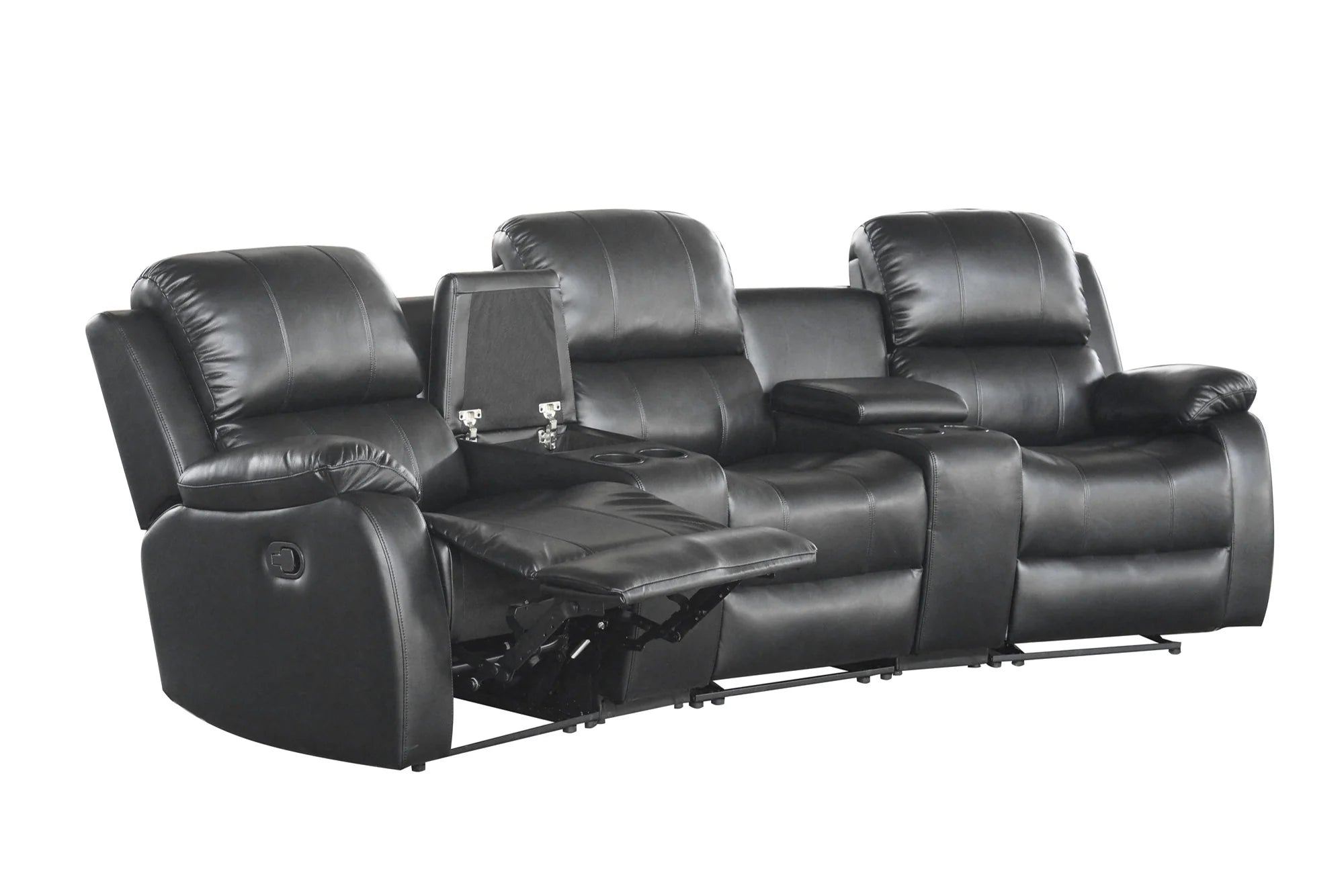 FOTEL HOLLYWOOD KINOWY 3 OSOBOWY IMITACJA SKÓRY CZARNY 295 CM / 42813 / INVICTA INTERIOR