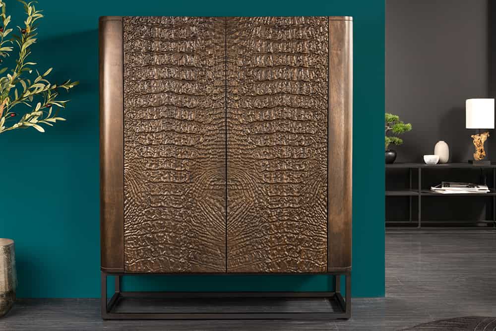 Komoda WYSOKA KROKODYL 120 CM BRĄZOWA / 44615  / INVICTA INTERIOR Invicta Interior